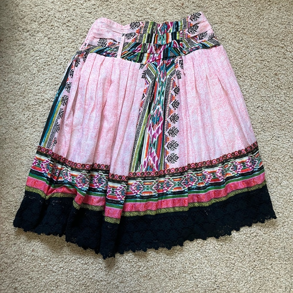 Mix Nouveau Pink Midi Skirt with Pleated Embellishments Size S